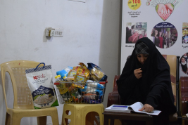 فرع النجف :-  تسليم الكفالة الشهريه من قبل السيد / حارث كبه لصالح السيدة ( نغم . ك . ن )