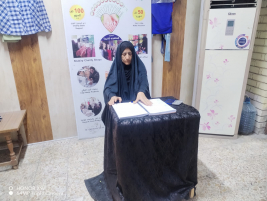 فرع البصرة : تسليم كفالة الأيتام الشهرية من المتبرعة الكريمة / نزهت الحسني 