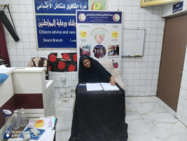فرع البصرة :تسليم الكفالة الشهرية للأرملة المتعففة (فليحه . ق . ع )